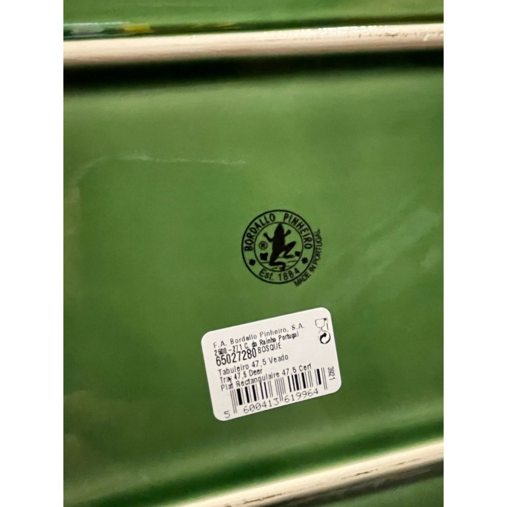 Bordallo Pinheiro Woods Deer Platter Tray Green Buck Portugal 18.75" Bosque Hunt - Picture 11 of 13